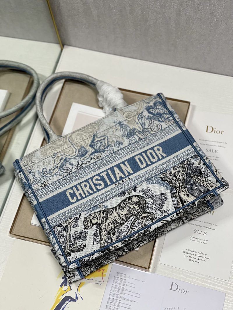 Medium CD Book Tote 36cm Gradient Blue Tiger