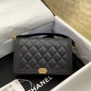 cc leboy woc 19cm black quilted caviar gold hardware