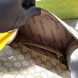 GG x BALENCIAGA HOURGLASS BAG 22 IN BEIGE EBONY MONOGRAM CANVAS GOLD HARDWARE