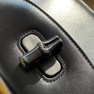 BAMBOO TOP HANDLE BAG 21 IN BLACK CALFSKIN