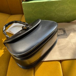 BAMBOO TOP HANDLE BAG 21 IN BLACK CALFSKIN