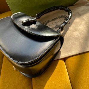 BAMBOO TOP HANDLE BAG 21 IN BLACK CALFSKIN