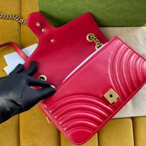 GG MARMONT MATELASSÉ LARGE 26 BAG RED PINK CALFSKIN