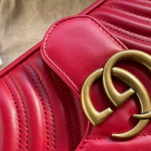 GG MARMONT MATELASSÉ LARGE 26 BAG RED PINK CALFSKIN