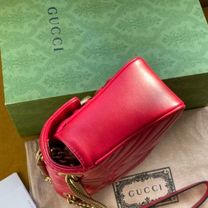 GG MARMONT MATELASSÉ LARGE 26 BAG RED PINK CALFSKIN