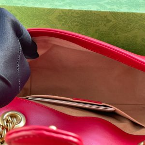 GG MARMONT MATELASSÉ SMALL 22 BAG RED PINK CALFSKIN