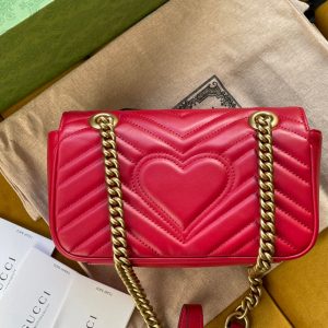 GG MARMONT MATELASSÉ SMALL 22 BAG RED PINK CALFSKIN