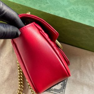 GG MARMONT MATELASSÉ SMALL 22 BAG RED PINK CALFSKIN