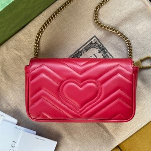GG MARMONT MINI 16 BAG IN RED PINK CALFSKIN