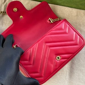 GG MARMONT MINI 16 BAG IN RED PINK CALFSKIN