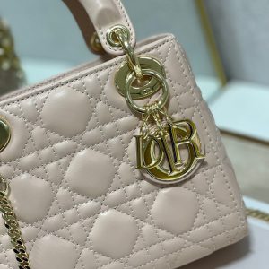 mini lady 17 power beige lambskin