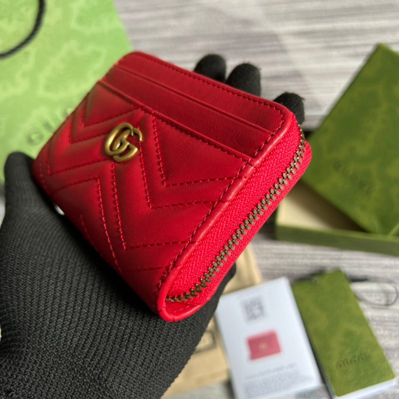 GG MARMONT MINI 11 WALLET CHERRY RED CALFSKIN