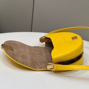 FendiI 19 MOONLIGHT BAG IN SUNFLOWER YELLOW CALFSKIN GOLD HARDWARE