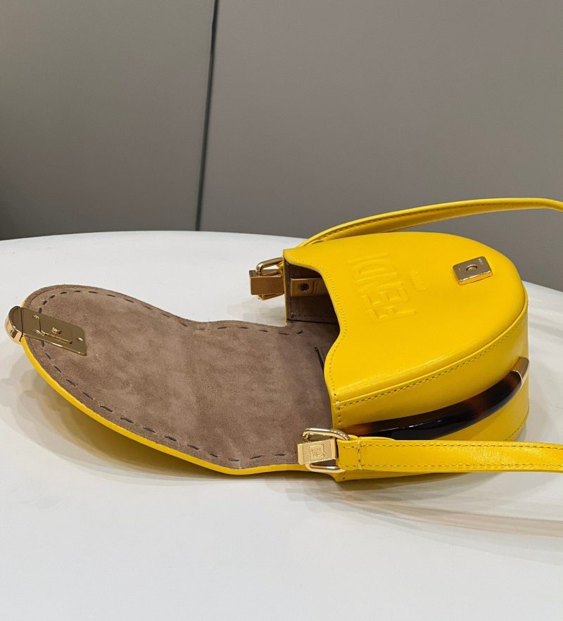 FendiI 19 MOONLIGHT BAG IN SUNFLOWER YELLOW CALFSKIN GOLD HARDWARE