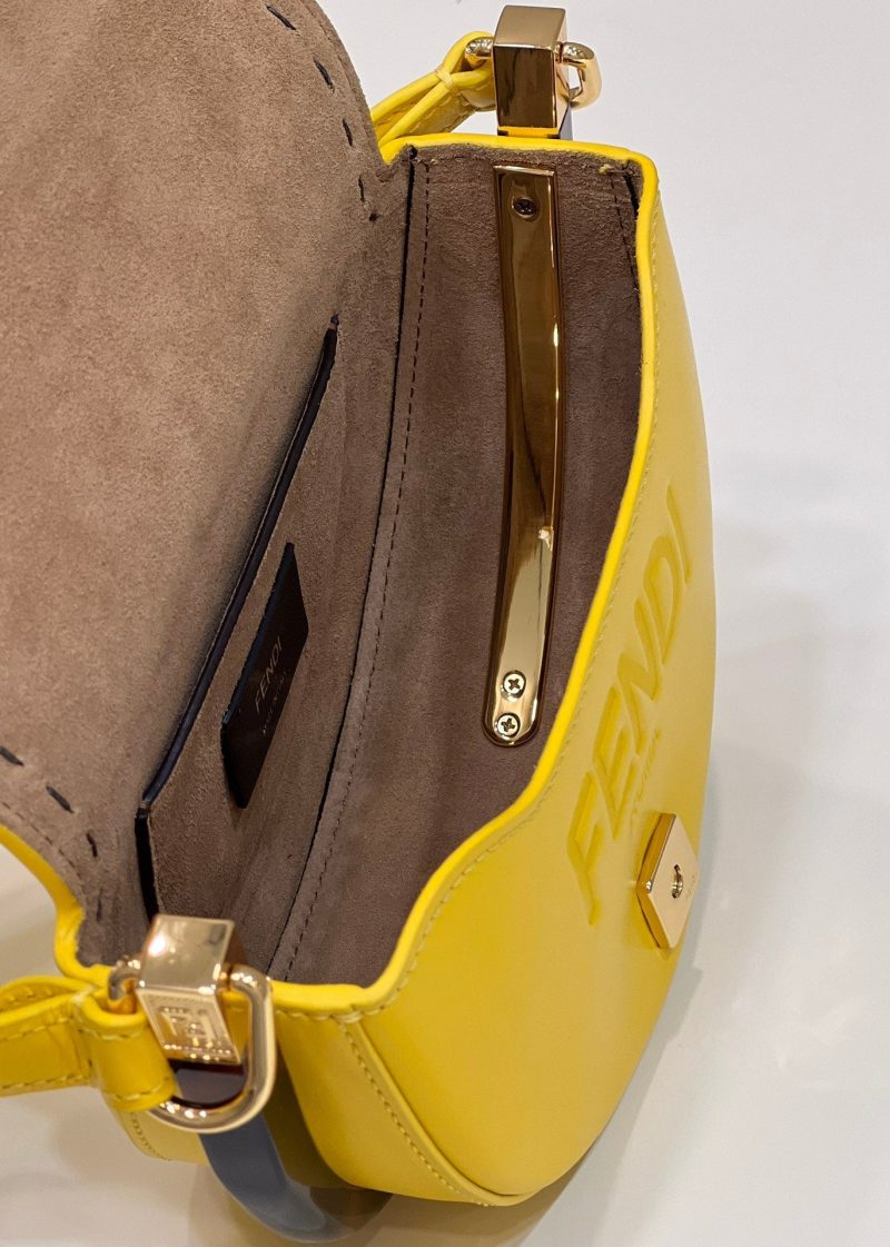FendiI 19 MOONLIGHT BAG IN SUNFLOWER YELLOW CALFSKIN GOLD HARDWARE