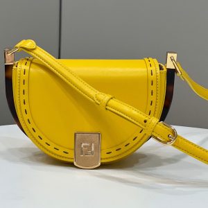 FendiI 19 MOONLIGHT BAG IN SUNFLOWER YELLOW CALFSKIN GOLD HARDWARE