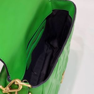 BAGUETTE WITH FF MOTIF 27 IN EMERALD GREEN SOFT LAMBSKIN GOLD HARDWARE