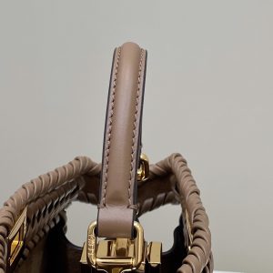 PEEKABOO ISEEU 27 IN BROWN SMOOTH CALFSKIN WITH WOVEN TRIM GOLD HARDWARE