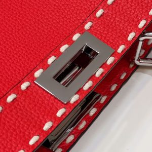 PEEKABOO ISEEU 33 IN RED GRAINED CALFSKIN SILVER HARDWARE