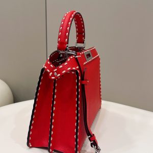 PEEKABOO ISEEU 33 IN RED GRAINED CALFSKIN SILVER HARDWARE