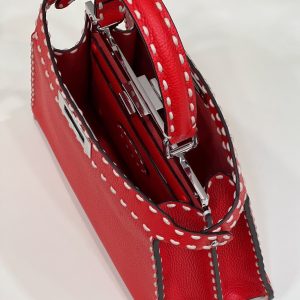 PEEKABOO ISEEU 33 IN RED GRAINED CALFSKIN SILVER HARDWARE
