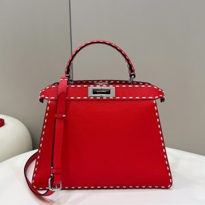 PEEKABOO ISEEU 33 IN RED GRAINED CALFSKIN SILVER HARDWARE