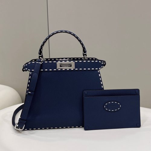 20220116_i1642317483_4095_0_jpg PEEKABOO ISEEU 33 IN NAVY BLUE GRAINED CALFSKIN SILVER HARDWARE