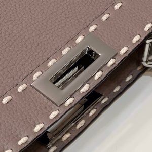 PEEKABOO ISEEU 33 IN TOBACCO BROWN GRAINED CALFSKIN SILVER HARDWARE