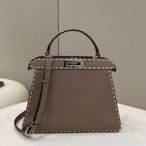 PEEKABOO ISEEU 33 IN TOBACCO BROWN GRAINED CALFSKIN SILVER HARDWARE