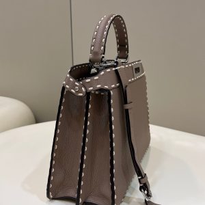 PEEKABOO ISEEU 33 IN TOBACCO BROWN GRAINED CALFSKIN SILVER HARDWARE