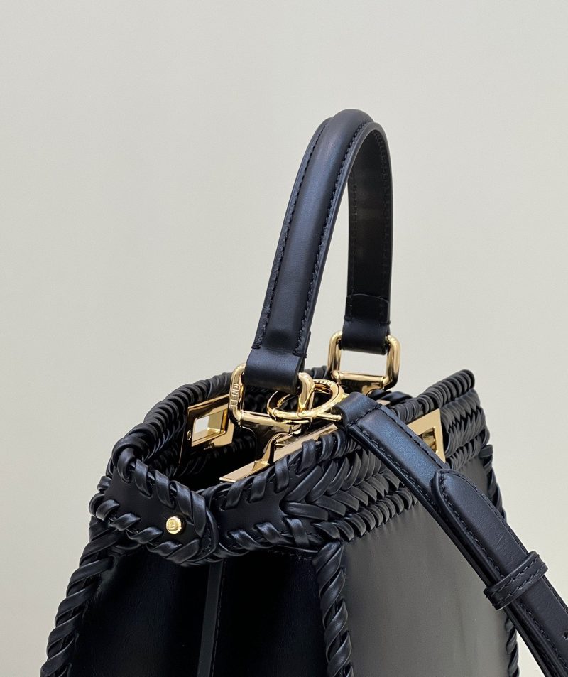 20220305_i1646476541_4011_1_jpg PEEKABOO ISEEU 27 IN BLACK SMOOTH CALFSKIN WITH WOVEN TRIM GOLD HARDWARE