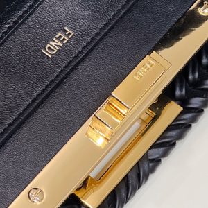 20220305_i1646476541_7377_4_jpg PEEKABOO ISEEU 27 IN BLACK SMOOTH CALFSKIN WITH WOVEN TRIM GOLD HARDWARE