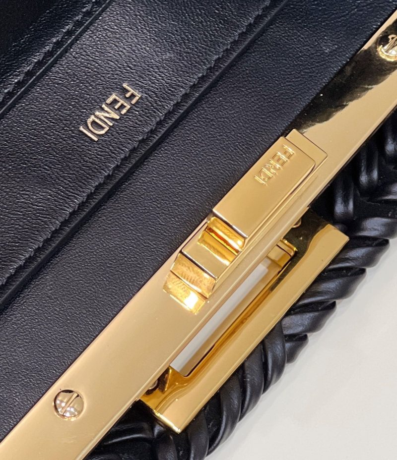 20220305_i1646476541_7377_4_jpg PEEKABOO ISEEU 27 IN BLACK SMOOTH CALFSKIN WITH WOVEN TRIM GOLD HARDWARE