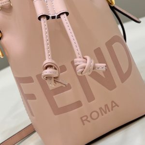 MON TRESOR MINI 18 BAG IN PEACHY PINK CALFSKIN FF WITH GOLD HARDWARE