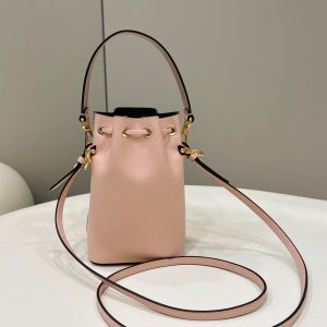 MON TRESOR MINI 18 BAG IN PEACHY PINK CALFSKIN FF WITH GOLD HARDWARE