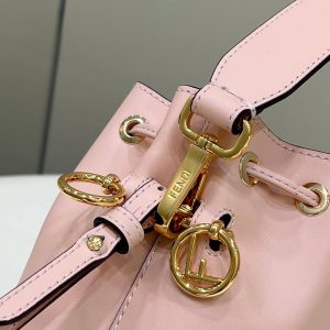MON TRESOR MINI 18 BAG IN PEACHY PINK CALFSKIN FF WITH GOLD HARDWARE