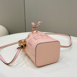 MON TRESOR MINI 18 BAG IN PEACHY PINK CALFSKIN FF WITH GOLD HARDWARE