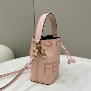 MON TRESOR MINI 18 BAG IN PEACHY PINK CALFSKIN FF WITH GOLD HARDWARE