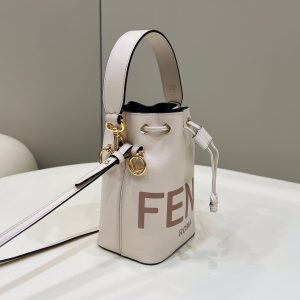 MON TRESOR MINI 18 BAG IN WHITE CALFSKIN FF WITH GOLD HARDWARE