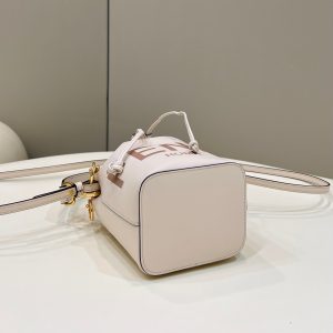 MON TRESOR MINI 18 BAG IN WHITE CALFSKIN FF WITH GOLD HARDWARE