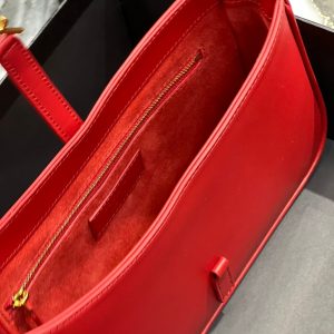 LE 5 A 7 23 RED LAMBSKIN GOLD HARDWARE