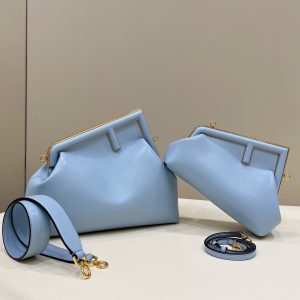 FendiI FIRST SMALL 32 IN LIGHT BLUE NAPPA LEATHER BAG GOLD HARDWARE