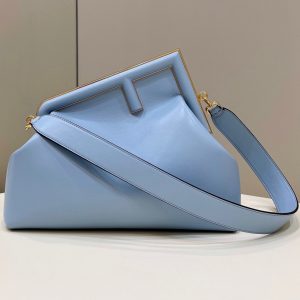 FendiI FIRST SMALL 32 IN LIGHT BLUE NAPPA LEATHER BAG GOLD HARDWARE