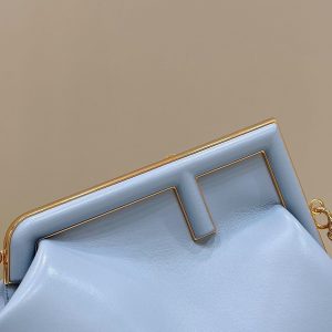 FendiI FIRST SMALL 32 IN LIGHT BLUE NAPPA LEATHER BAG GOLD HARDWARE