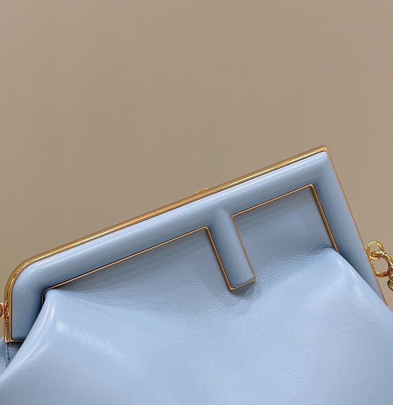 FendiI FIRST SMALL 32 IN LIGHT BLUE NAPPA LEATHER BAG GOLD HARDWARE