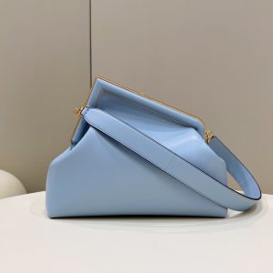 FendiI FIRST SMALL 32 IN LIGHT BLUE NAPPA LEATHER BAG GOLD HARDWARE