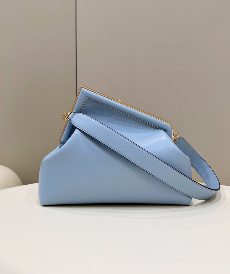 FendiI FIRST SMALL 32 IN LIGHT BLUE NAPPA LEATHER BAG GOLD HARDWARE