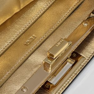 PEEKABOO ISEEU 33 IN GOLD METALLIC CALFSKIN GOLD HARDWARE