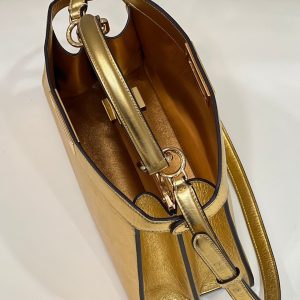 PEEKABOO ISEEU 33 IN GOLD METALLIC CALFSKIN GOLD HARDWARE