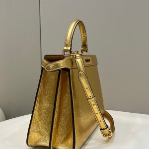 PEEKABOO ISEEU 33 IN GOLD METALLIC CALFSKIN GOLD HARDWARE